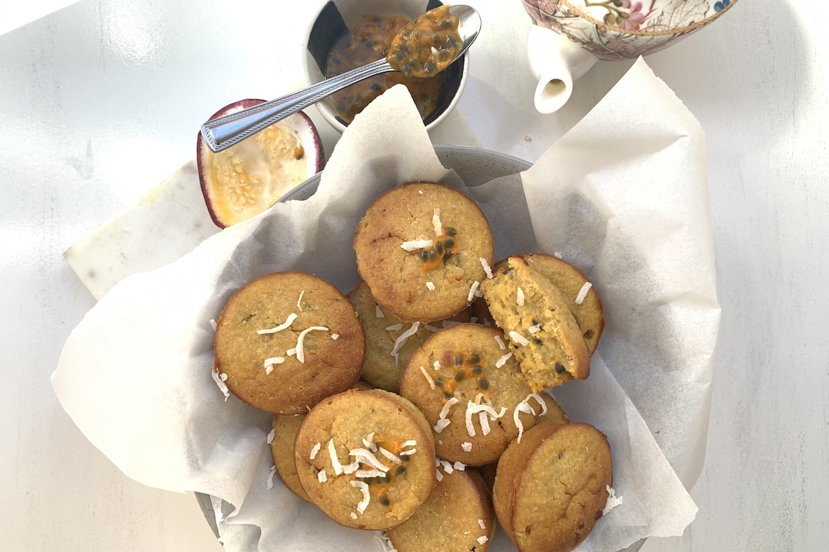 UNCLE TOBYS Passionfruit and Chia Whole-Grain Muffins Recipe. Image supplied