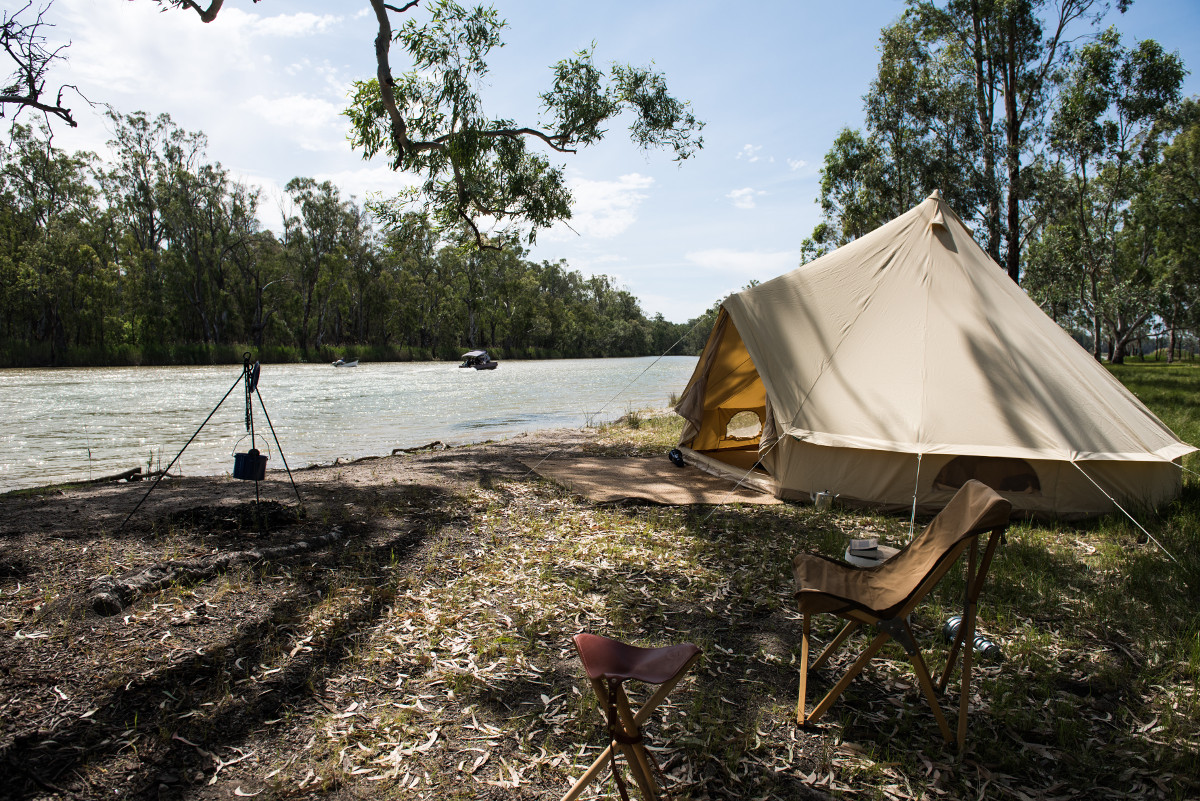 Camping at Barmah National Park, Murray River. Photographed by Emily Godfrey. Sourced via Visit Victoria