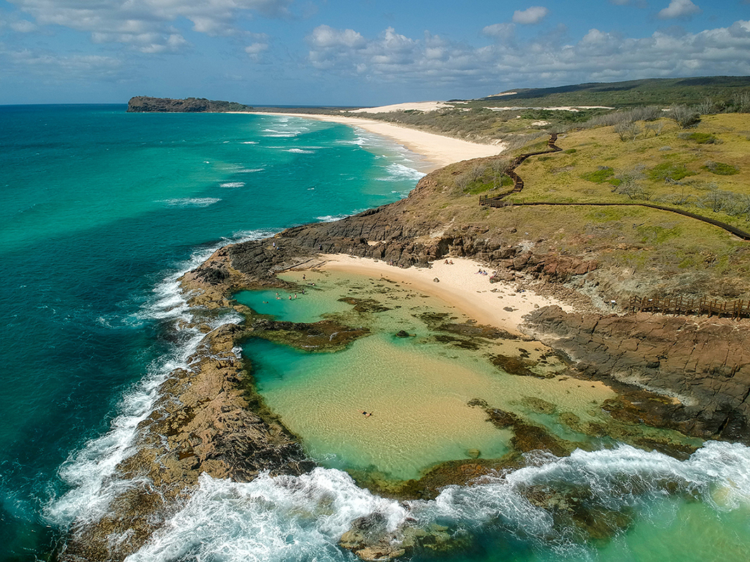 Champagne Pools, Fraser Island. Image supplied by Tourism and 