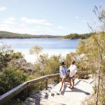 Swimming Lake McKenzie, Fraser Island. Image supplied by Tourism and Events Queensland.