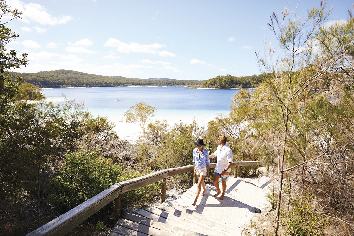 Swimming Lake McKenzie, Fraser Island. Image supplied by Tourism and Events Queensland.