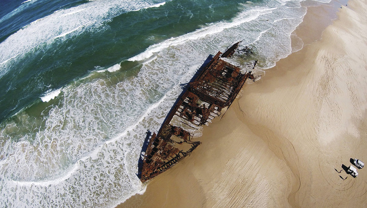 Maheno Wreck, Fraser Island. Photographed by Madelyn Rose Photography. Image supplied by Tourism and Events Queensland.