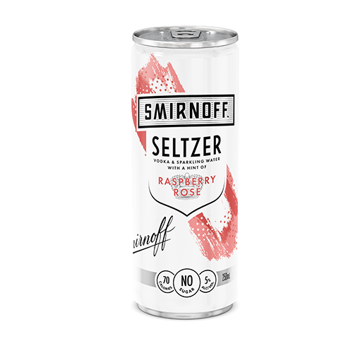 Smirnoff Seltzer Raspberry Rosé Single Can. Image supplied