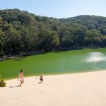 Swimming Lake Wabby, Fraser Island. Image supplied by Tourism and Events Queensland.