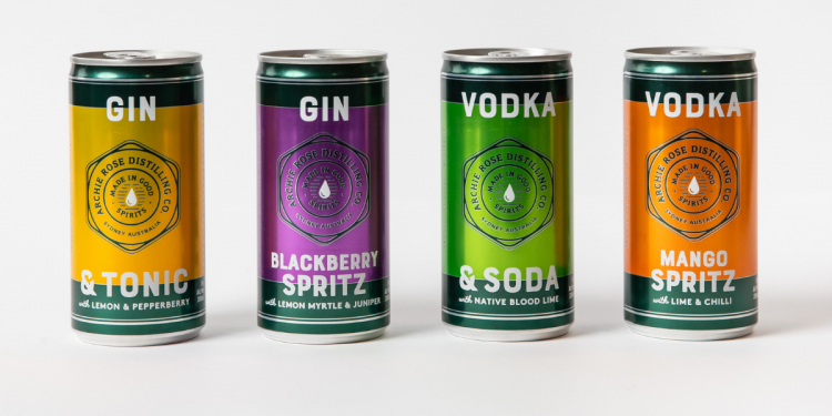 Archie Rose Distilling Co. Four New Canned Cocktails. Image supplied.