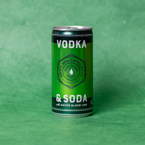 Archie Rose Distilling Co. new canned cocktail. Vodka & Soda with native blood lime. Image supplied.