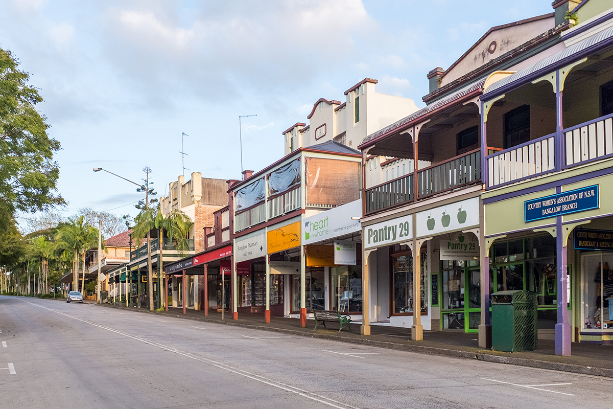 Bangalow Main Street. Photographed by Glen Berlin. Image via Shutterstock