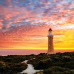 Cape Du Couedic Lighthouse Sunset. Image via Shutterstock, Photographed by Leah Kennedy.