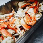 Crab being prepared for cooking.