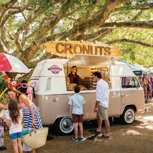 Cronut stall at the Eumundi Markets in Noosa, Queensland.