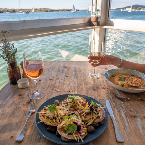 Evening meal at the Noosa Boathouse in Noosa, Queensland.