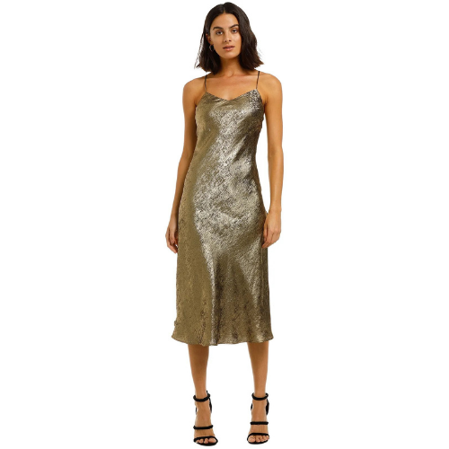 <strong>By Johnny</strong> Gold Foil Bias Slip Dress
