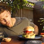 Luke Zocchi and his Alternative Philly Burger alternative. Image: Supplied
