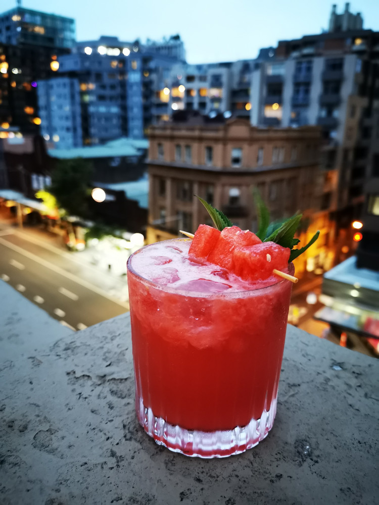 The Oxford Fizz cocktail at Burdekin Rooftop. Photographed by Christopher Kelly