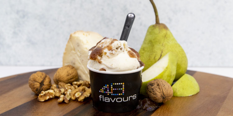 Pear Gorgonzola cheese-flavoured ice cream. Image: Supplied