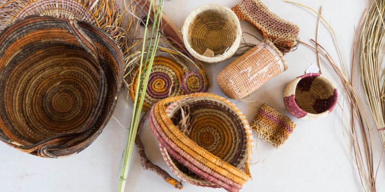 Traditional Aboriginal Weave Baskets. Photographed by Crystal Egan. Image via Shutterstock.