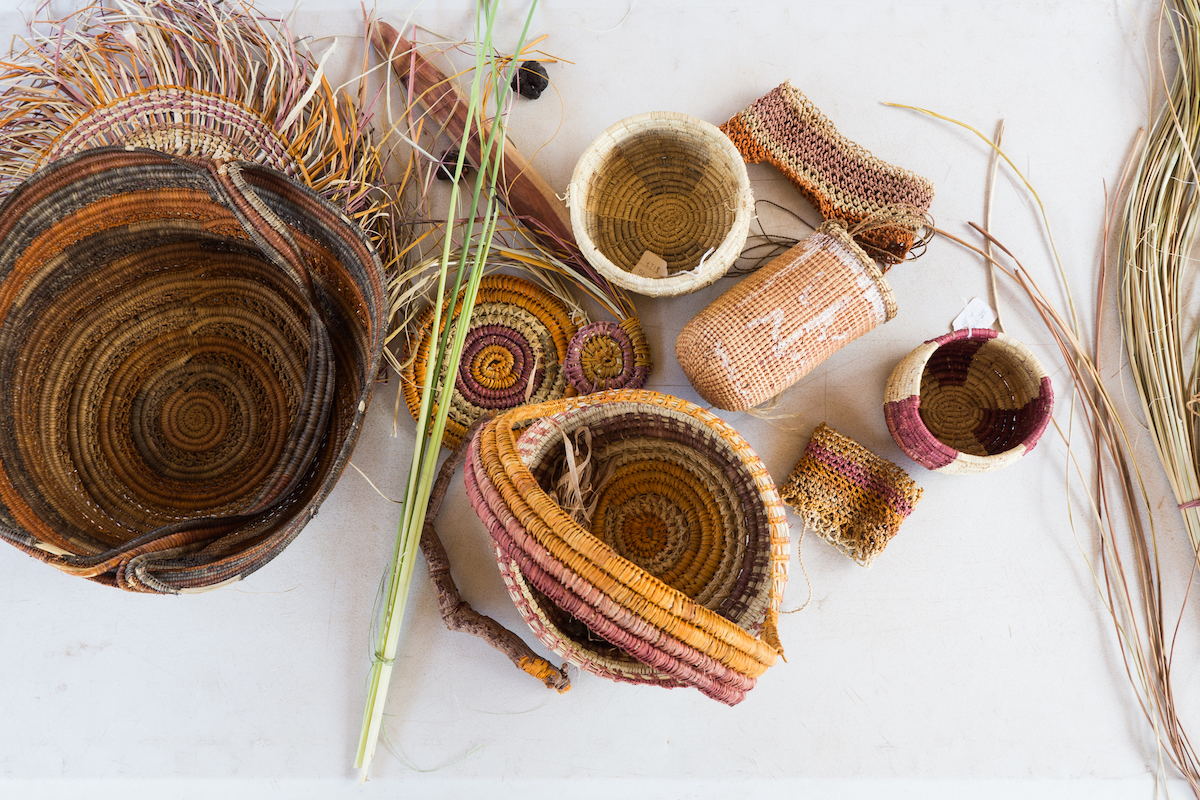 Traditional Aboriginal Weave Baskets. Photographed by Crystal Egan. Image via Shutterstock.