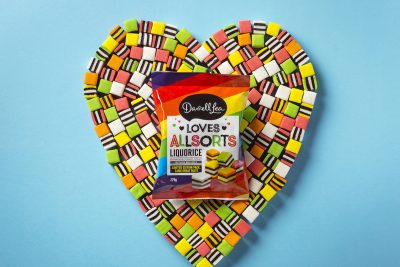 New Limited Edition Darrell Lea Loves Allsorts. Darrell Lea Has Lots of Love to Give this Mardi Gras Season. Image supplied.