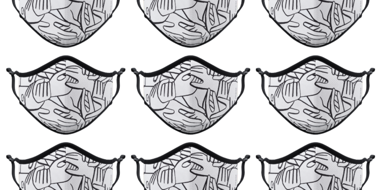 Vistaprint Reusable Face Mask. Artist Jen Stark - Cosmic Shapes. Image supplied.