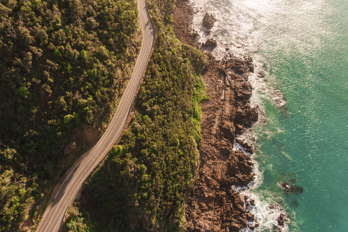 Aerial Photo of Great Ocean Road, Victoria. Photographed by Judah Grubb. Image via Shutterstock.