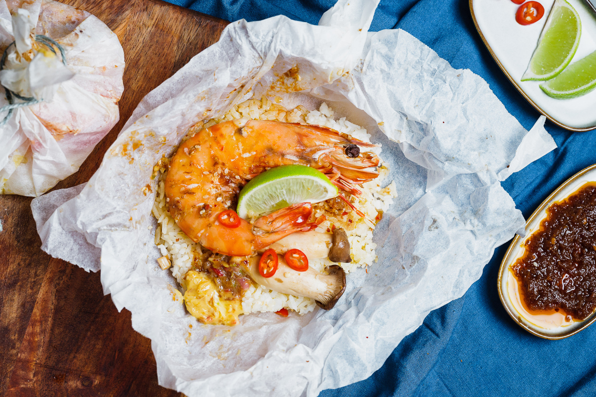 Guy Turland's King Prawns with XO Butter and Lime Recipe. Photographed by Kimberley Low and Alex Lowe. Image supplied.