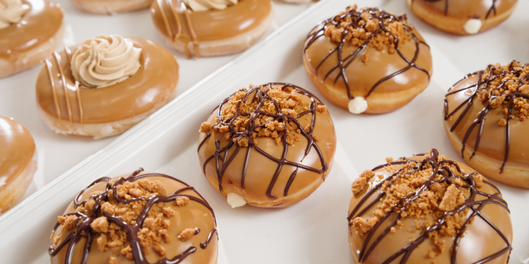 The Newest Must-Try of 2021 Krispy Kreme and Lotus Biscoff Doughnuts. Image supplied.