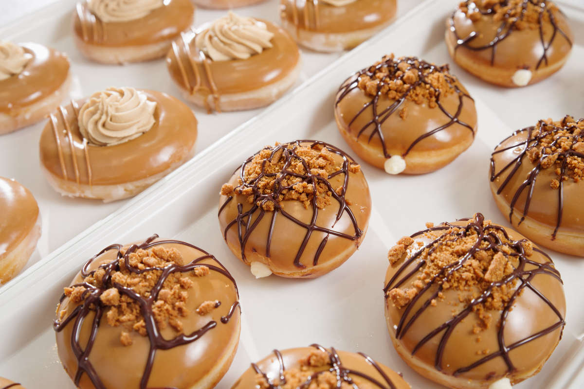 The Newest Must-Try of 2021 Krispy Kreme and Lotus Biscoff Doughnuts. Image supplied.