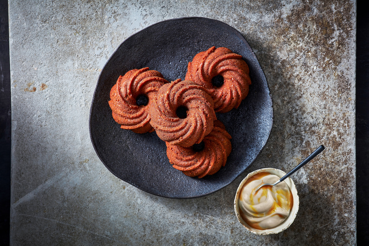 Taste Buds. Manuka Honey and Ginger Cake with Macadamia Sorbet Recipe. Image supplied