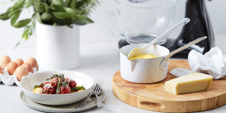 Winter Pork and Sage Meatballs with Polenta Recipe. Image supplied.