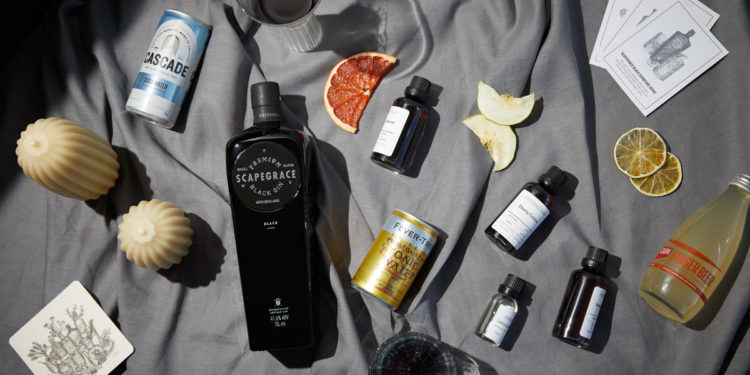 Scapegrace box with Scapegrace Black gin cocktail spirit