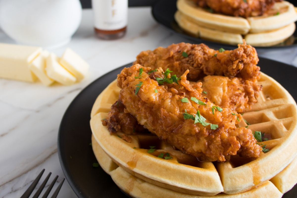 TRUFF Spicy Truffle Buttermilk Fried Chicken and Waffles Recipe. Image supplied.