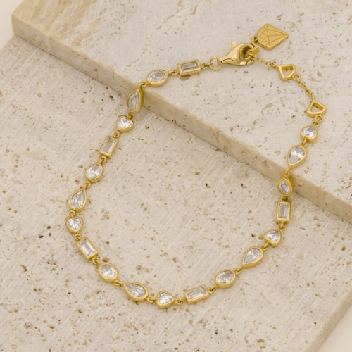 <strong>Wanderlust + Co</strong> Multi Bezel 14K Gold Vermeil Bracelet