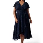 Forever New Curve. Nova Curve Cape Maxi Dress Navy. Image supplied.