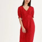 Tokito. Puff Sleeve Midi Tea Dress Ruby Ditsy. Image supplied.