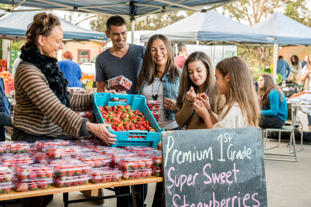 Shop Through the Best Farmers Markets in Adelaide of 2024. Barossa Farmers Markets. Photographed by Sven Kovac. Image via South Australian Tourism Commission.