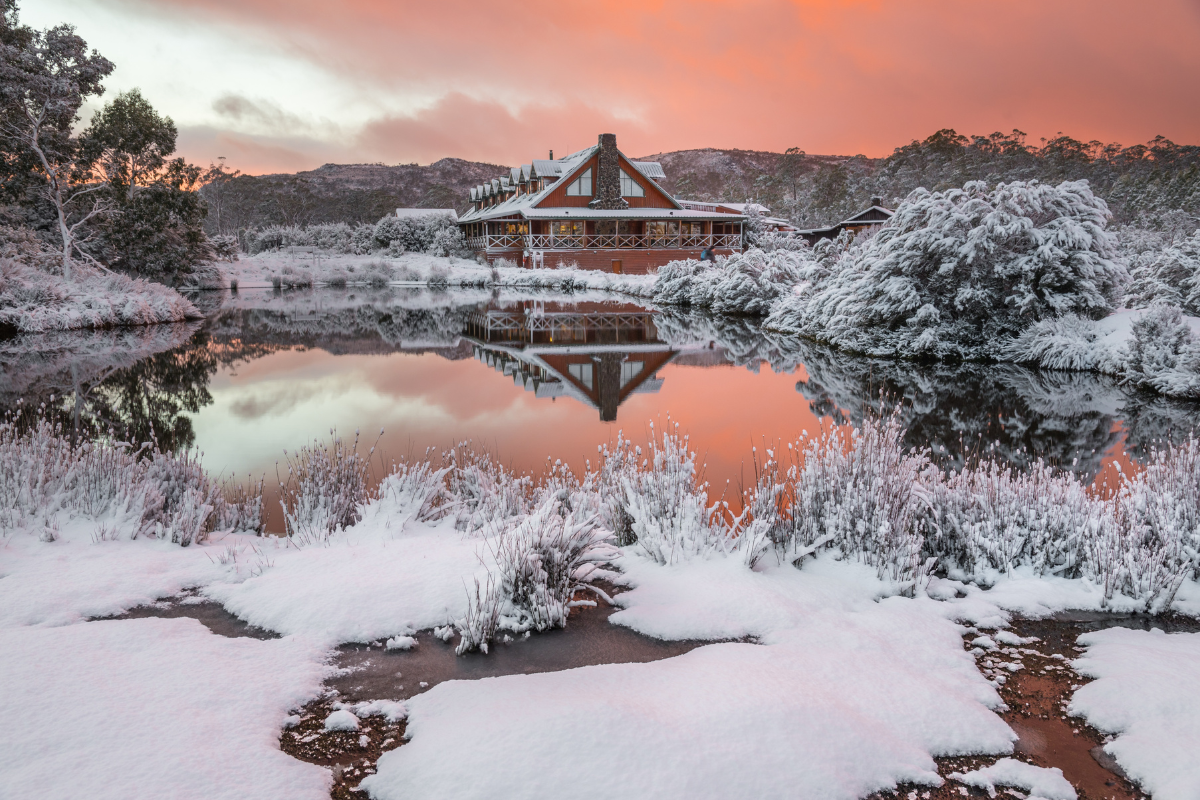Peppers Cradle Mountain Lodge. Photographed by Paul Fleming. Image via Tourism Tasmania.