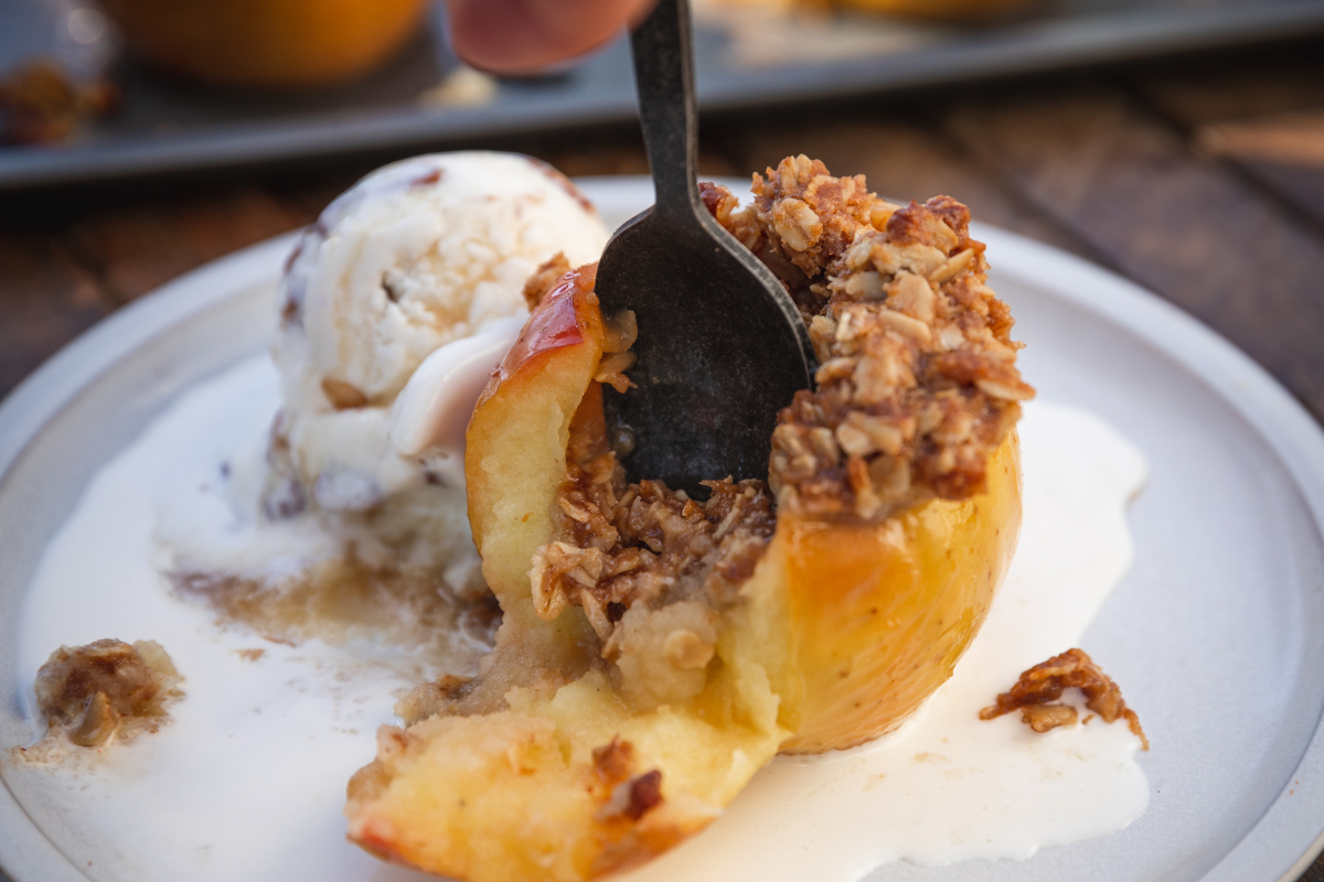 Easy Baked ANZAC Biscuit Apple Crumbles Recipe. Image supplied.