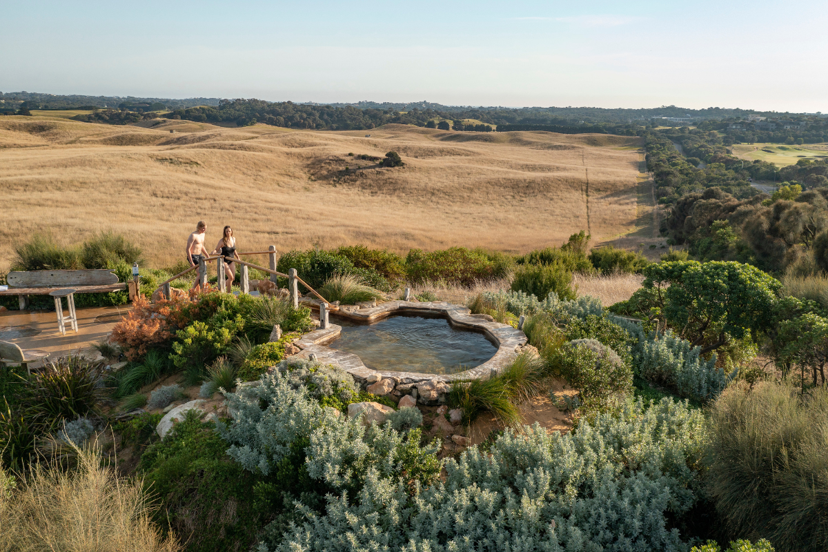 The Top 4 Natural Hot Springs in Victoria, Australia. Peninsula Hot Springs, Victoria. Photographed by Harry Pope, Two Palms. Image via Visit Victoria.