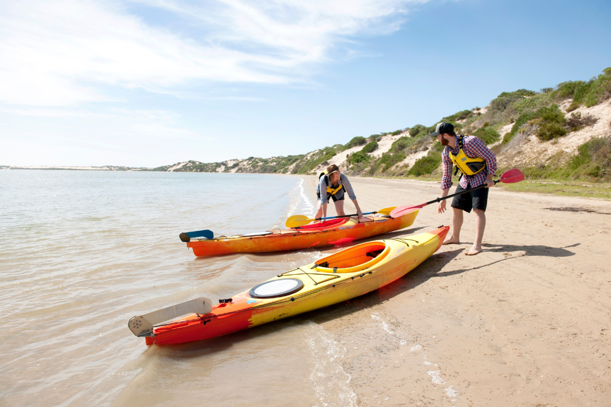 Canoe on the Coorong River, South Australia. Image via South Australian Tourism Commission