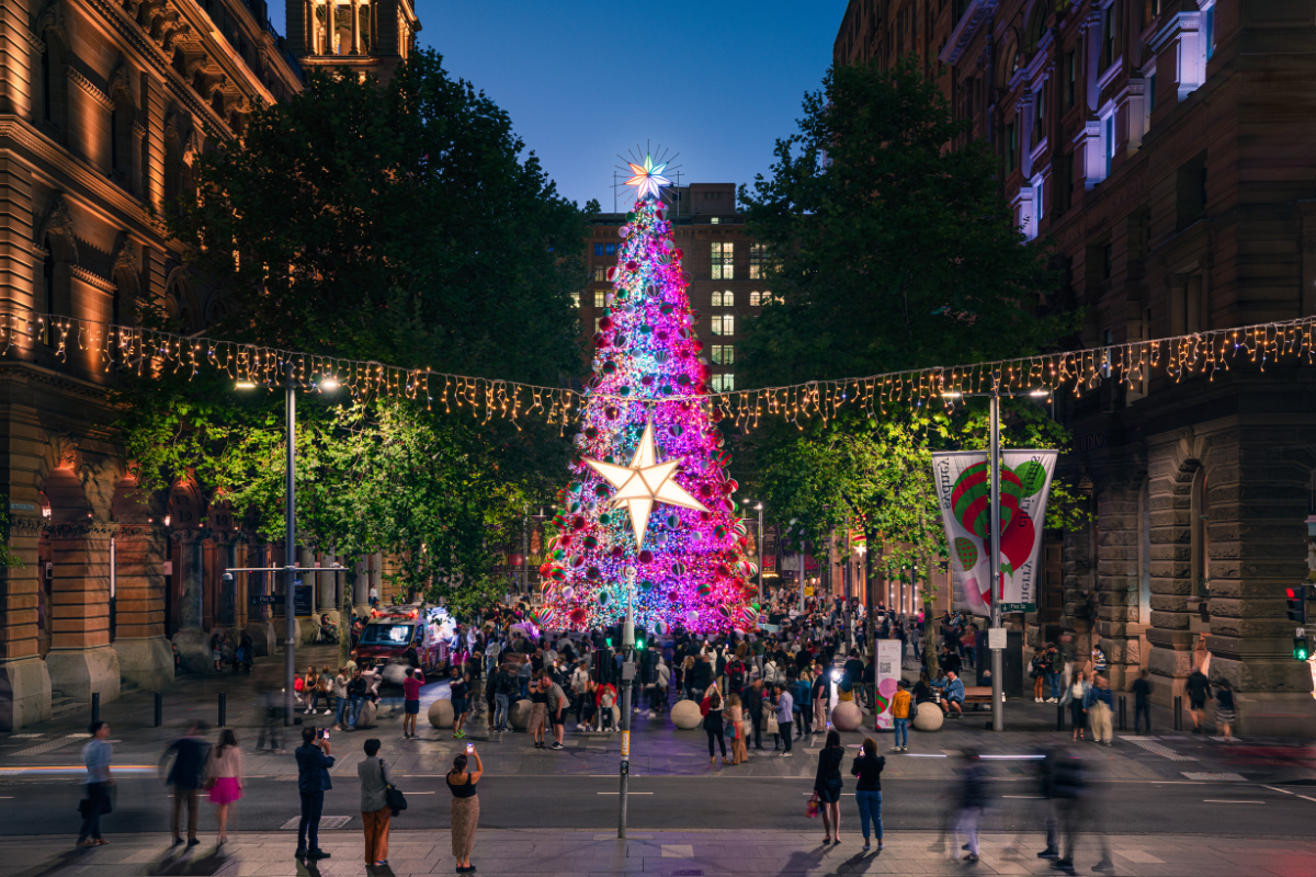 The Top 6 Christmas Markets in Sydney for 2023. Martin Place Christmas. Sydney. Photographed by Daniel Tran. Image via Destination NSW.