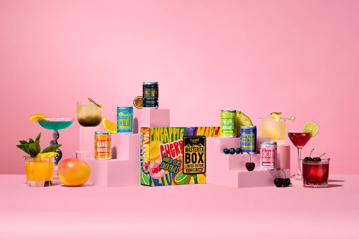 Curatif Releases Limited-Edition Canned Margarita Cocktail Box for Margarita Month. Image supplied.