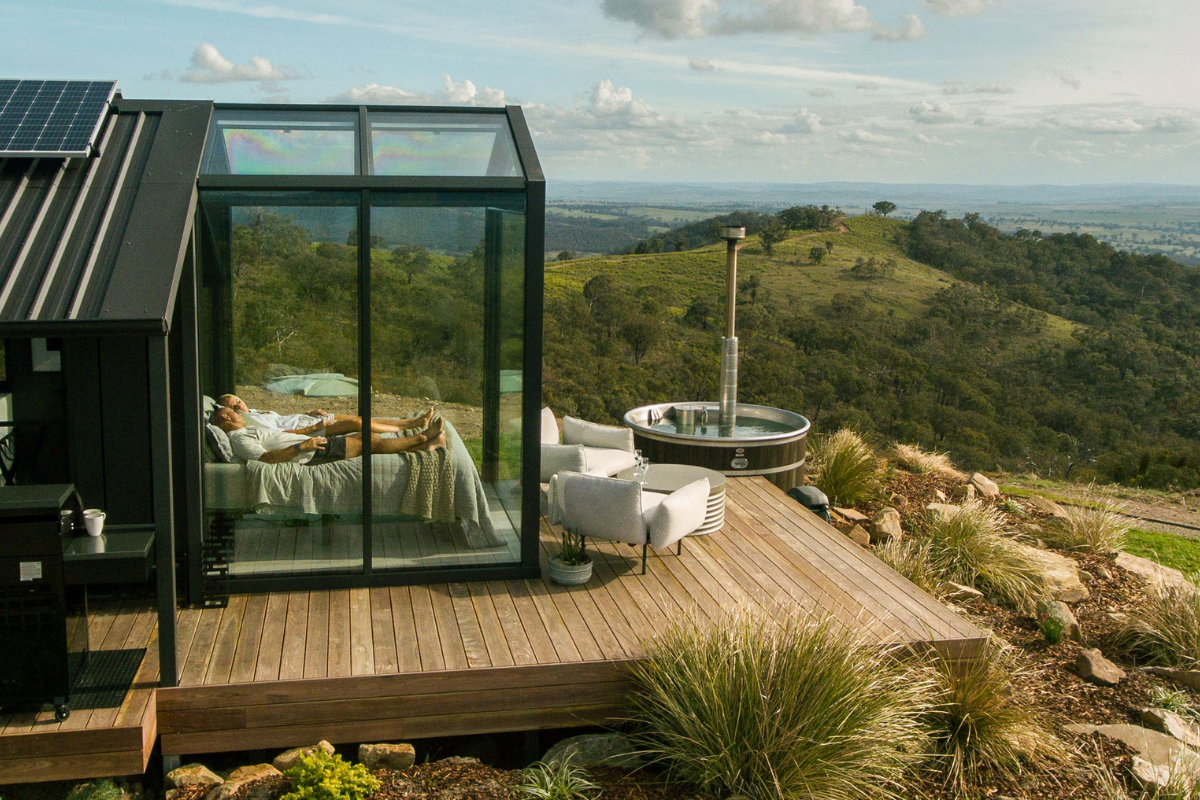 Glasshouse Cabins by Oakhill Estate, Bathurst, NSW. Set Your Sights to these New Luxury Glass Cabins in Bathurst. Image supplied.