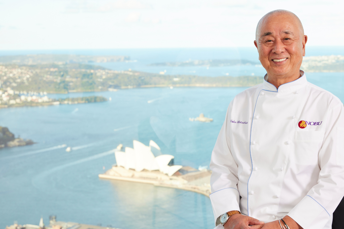 Chef Nobu over Sydney Harbour. Image supplied
