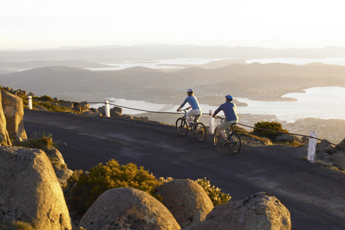 Pedal Through Paradise The 5 Best Bike Trails in Hobart. Mount Wellington, Tasmania. Photographed by Glenn Gibson. Image via Tourism Tasmania.