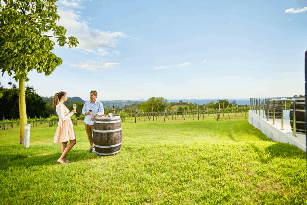 Sunshine Coast winery. Image via Tourism & Events Queensland + Tourism Australia