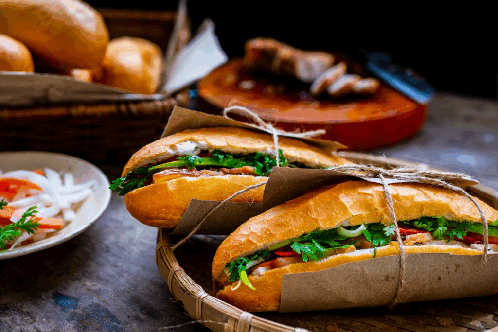 Bahn mi in basket. Photography by Huy R via Shutterstock