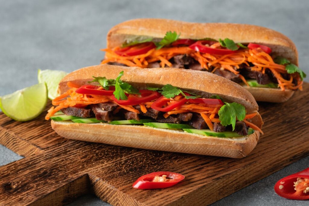 Bahn mi on wooden board. Photography by Yulia Gust via Shutterstock