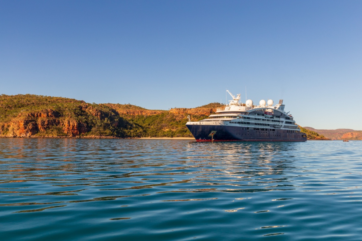 Luxury expedition cruise ship in Kimberly Region. Photography by Philip Schubert via Shutterstock