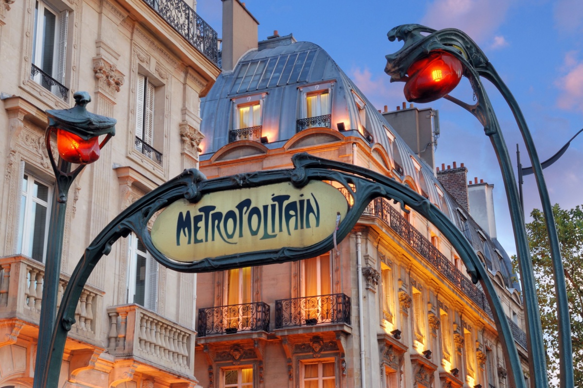 Metropolitain sign Saint-Michel Metro Station, Paris. Photography by Nikonaft via Shutterstock