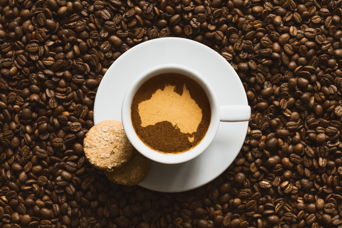 Australian coffee and coffee beans. Photography by PatrikV via Shutterstock